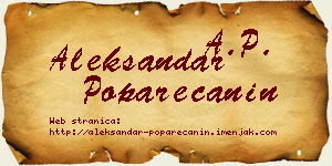 Aleksandar Poparečanin vizit kartica